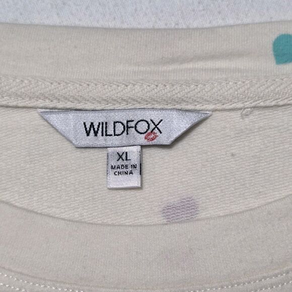 Wildfox Relaxed Fit Super Soft Sweatshirt And Short Lounge Pajama Set XL Cream - Picture 4 of 12